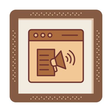 Webpage Çevrimiçi Pazarlama. Contour sembolü. Vektör izole çizimi.