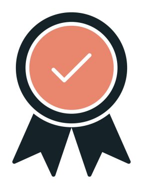 Onaylanmış madalya simgesi, vektör illüstrasyonu.