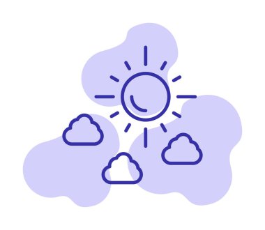 Güneş bulutların simge vektör çizim ile                        