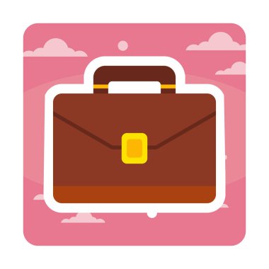 Evrak çantası vektör düz simgesi. İş durumu simgesi, bavul emojisi, vektör illüstrasyonu