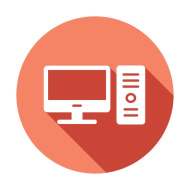 masaüstü bilgisayar simgesi tasarımı, düz işaret, vektör ve illüstrasyon