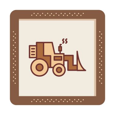 Buldozer simgesi vektör logosu illüstrasyonu