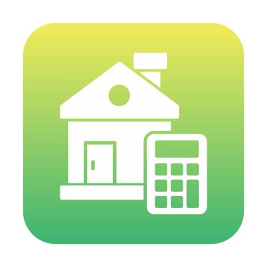 Ev Maliyeti Hesaplayıcı Simgesi, Renkli Vektör İllüstrasyonu