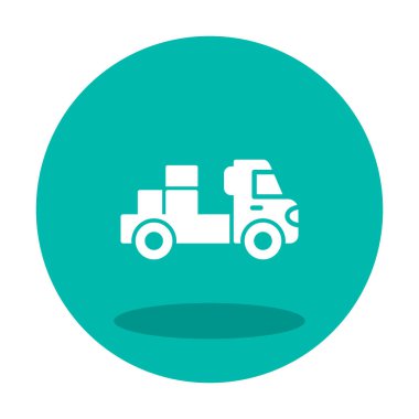 Web ve mobil uygulama tasarımınız için kutu simgesi vektörü olan kamyon, dağıtım kamyonu logosu konsepti