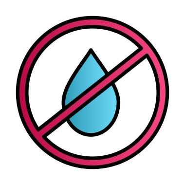 Basit Su Yok veya Sıvı Simge Yok, vektör illüstrasyonu