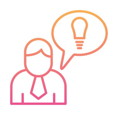 Fikri olan iş adamı, ampul ikonu vektör illüstrasyonu