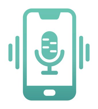 Beyaz arkaplan üzerinde Mobil Ses Yardımcı Vektör çizimi