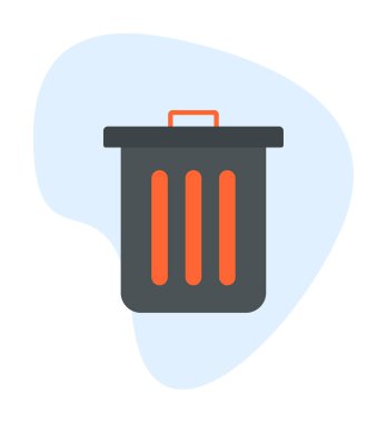 Çöp kutusu simgesi, çöp kutusu simgesi, renkli vektör illüstrasyonu