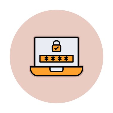 Bilgisayar ekranında parola. Web simgesi basit illüstrasyon