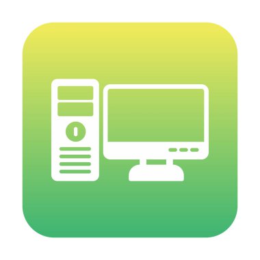 masaüstü bilgisayar simgesi tasarımı, düz işaret, vektör ve illüstrasyon