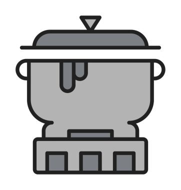 Mutfak çömleği simgesi düz stil