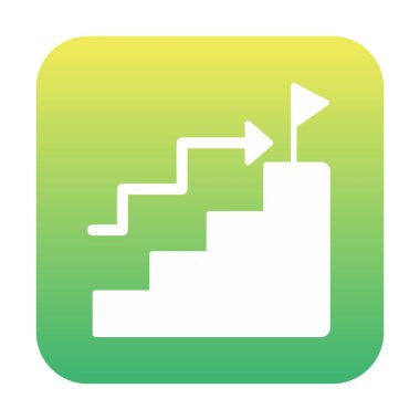 Hedef başarı vektör simgesi. Merdivenler ve bayrak illüstrasyon sembolü.  