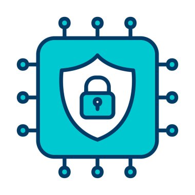 Basit Cpu simgesi, vektör illüstrasyonu