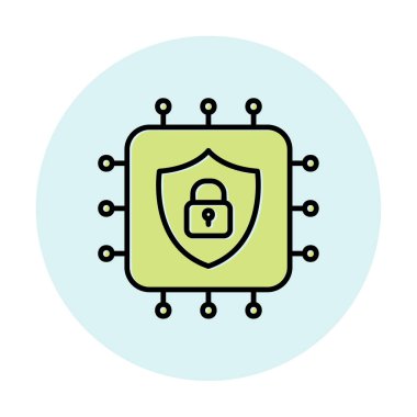 Basit Cpu simgesi, vektör illüstrasyonu