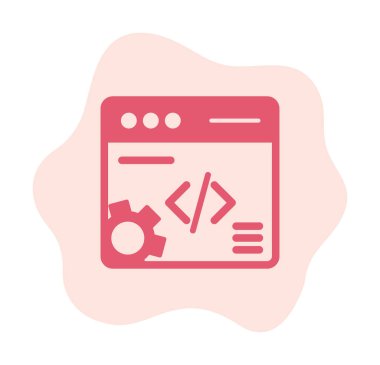 Düz biçimde web geliştirme simgesi. yazılım ve web sitesi sembolleri                           