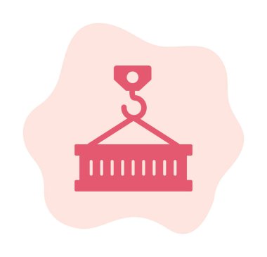 Girder ağ simgesi. Yapı konsepti, vinç kancası, çelik kiriş, vektör çizimi