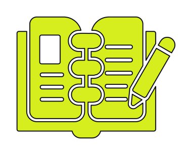 açık kitap ve kalem simgesi, vektör illüstrasyonu 