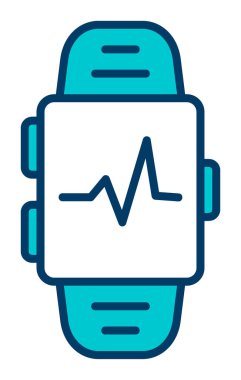 Smartwatch kalp atışı ikonunu gösteriyor. Fitness uygulaması konsepti. Vektör