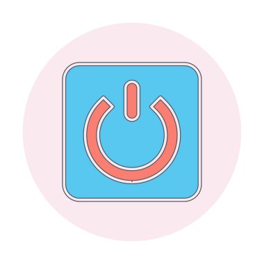 Güç düğmesi simgesi. İnce çizgi çizimi. vektör simgesi beyazda izole edildi