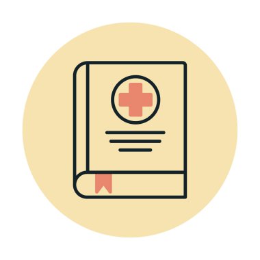 tıp kitabı web simgesi, vektör illüstrasyonu
