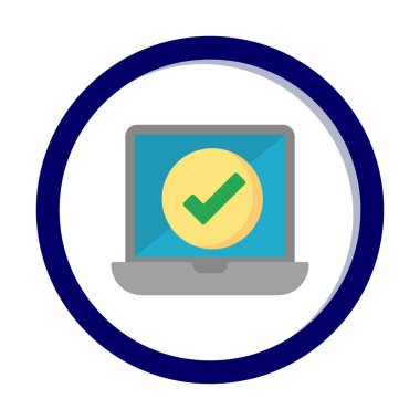 Dizüstü bilgisayardaki işaret simgesini kontrol et, vektör illüstrasyonuName 