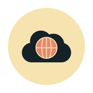 Dünya Bulutu web servisi. Bulut Hesaplama Simgesi. Basit kabartma biçimi.