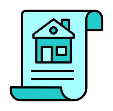 ev belgesi vektörü düz renk simgesi