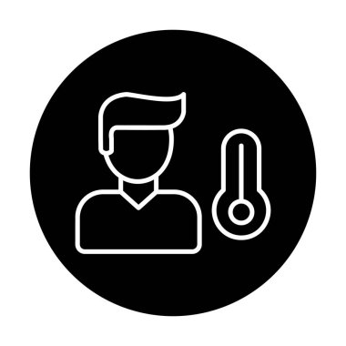 Hasta kişi ikonu. Yüksek sıcaklık simgesi. Vektör illüstrasyonu.