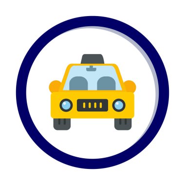 Basit taksi arabası simgesi, vektör illüstrasyonu