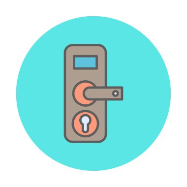 Kapı kolu ve anahtar deliği simgesi, vektör illüstrasyonu 