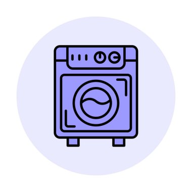 çamaşır makinesi simgesi. Kıyafetler için çamaşır makinesi vektör simgesi çizimi.                                        