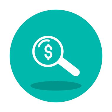 Dolar simgesi ve vektör illüstrasyonlu basit büyüteç