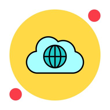 Dünya Bulutu web servisi. Bulut Hesaplama Simgesi. Basit kabartma biçimi.