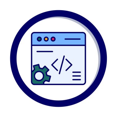Düz biçimde web geliştirme simgesi. yazılım ve web sitesi sembolleri                           