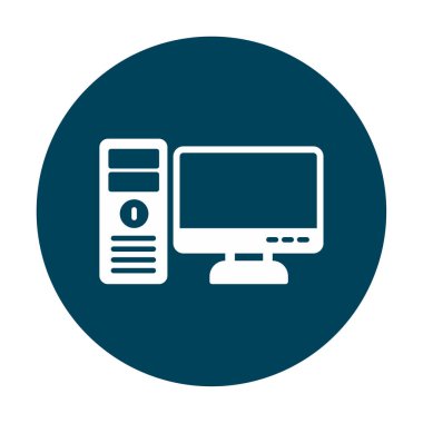 masaüstü bilgisayar simgesi tasarımı, düz işaret, vektör ve illüstrasyon