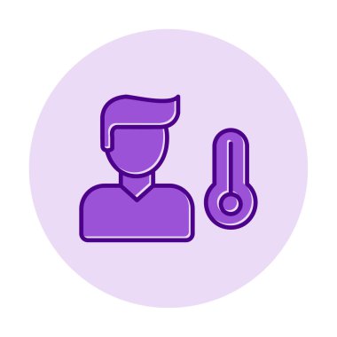 Hasta kişi ikonu. Yüksek sıcaklık simgesi. Vektör illüstrasyonu.