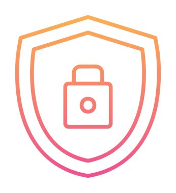 asma kilit simgesi ve vektör illüstrasyonlu kalkan