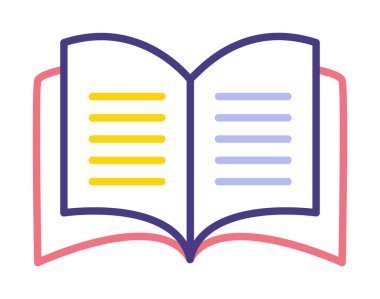 Basit Açık Kitap simgesi, vektör illüstrasyonu