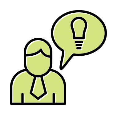 Fikri olan iş adamı, ampul ikonu vektör illüstrasyonu