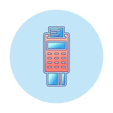 Pos Terminal Düz Simgesi Beyaz Arkaplanda