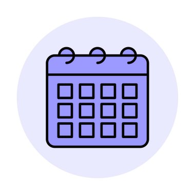 Takvim düzlüğü simgesi, vektör illüstrasyonu 