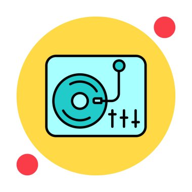 Basit vinil oynatıcı Turntable simgesi, vektör illüstrasyonu