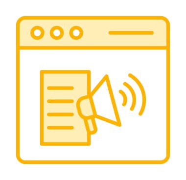 Webpage Çevrimiçi Pazarlama. Contour sembolü. Vektör izole çizimi.