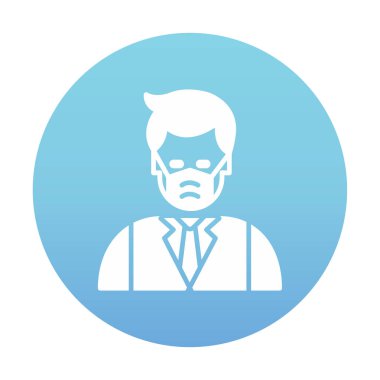 Yüz maskesi çizgisi ikonu, hastalık önlemenin vektör piktogramı. Koronavirüsten korunma giysisi, hava kirliliği, toz, grip illüstrasyonu, tıbbi gereç deposu tabelası.