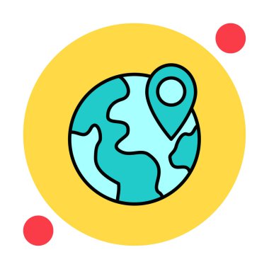 Basit Globe Konum simgesi, vektör illüstrasyonu