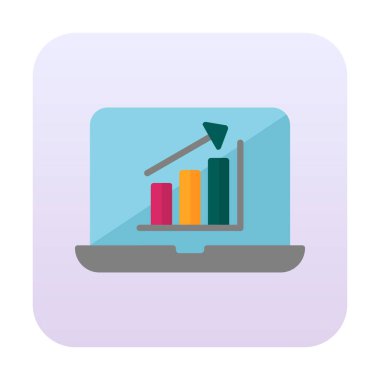 Dizüstü bilgisayarda basit büyüme grafiği, vektör illüstrasyonu