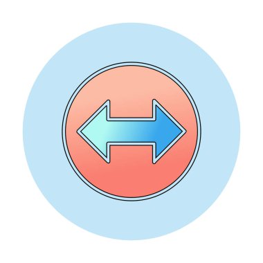 Çift ok sembolü, iki yön, sol, sağ simge, vektör illüstrasyonu