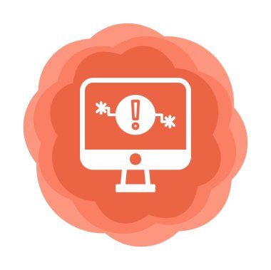 Sorun simgesi olan bilgisayar monitörü. Web sayfası, afiş, sunum, sosyal medya ve belgeler için sistem hatası uyarısı