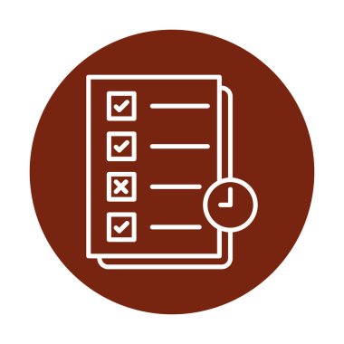 Görev planlama doğrusal simgesi. Kontrol listesi. Planlayıcı ağ simgesi, vektör illüstrasyonu 