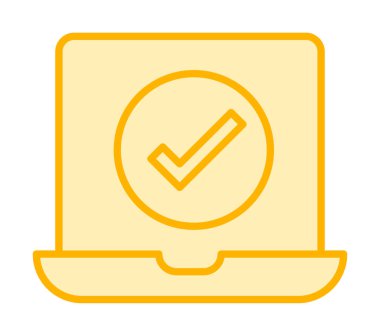 Dizüstü bilgisayardaki işaret simgesini kontrol et, vektör illüstrasyonuName 